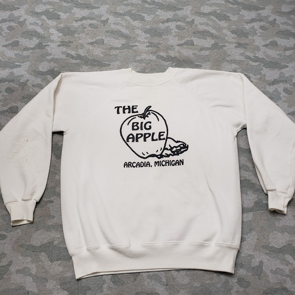 Vintage Hanes Sweatshirt Mens XL White Pullover‎ Long Sleeve The Big Apple